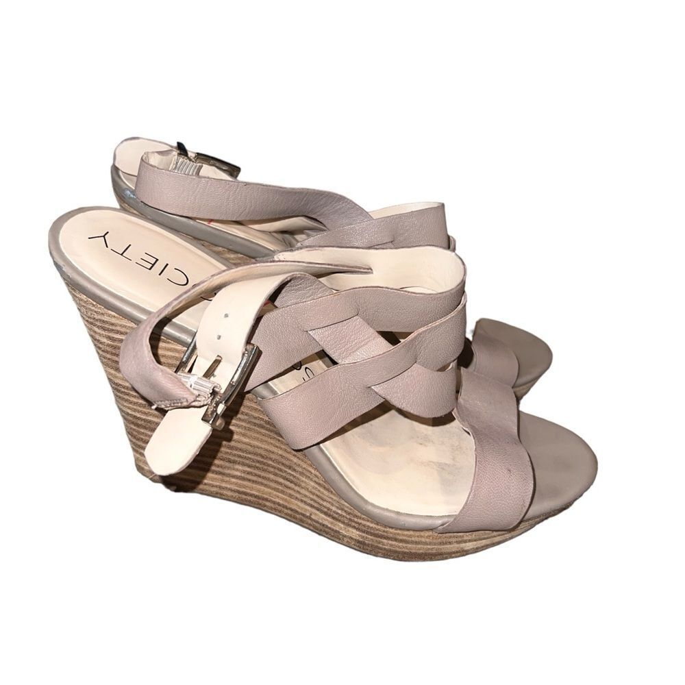 Sole Society 4 inch “Jenny” wedge heel sandal in taupe women’s size 8